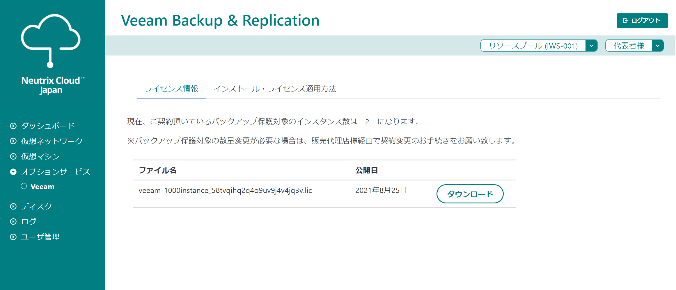 Veeamライセンス情報